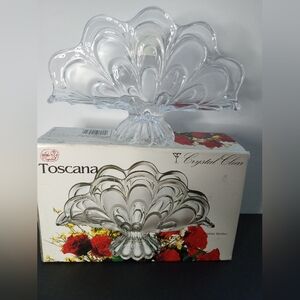 Toscana Vintage Bohemian Clear Frosted Crystal Footed Napkin Holder